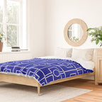 Bold Blue Geometric Mid Century Modern Rektangel Pattern Duvet Cover Gallery Image 2