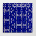 Bold Blue Geometric Mid Century Modern Rektangel Pattern Wood Wall Art Gallery Image 1