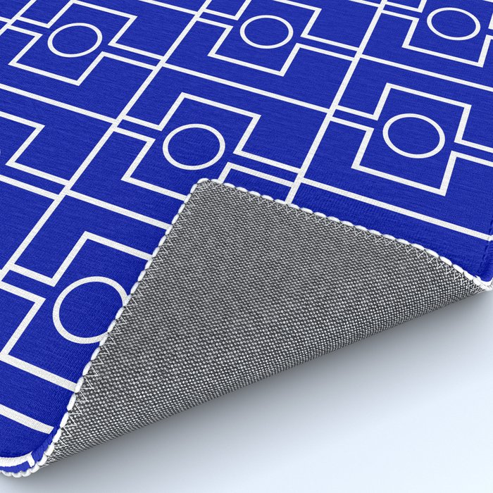 Bold Blue Geometric Mid Century Modern Rektangel Pattern Rug Gallery Image 4
