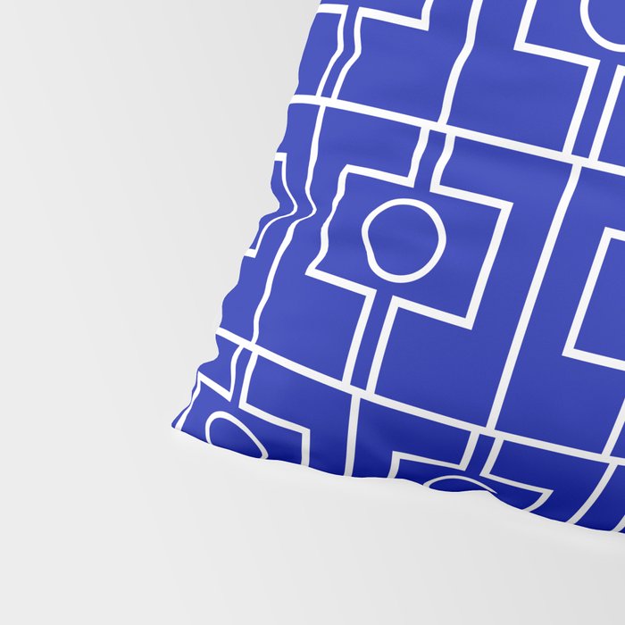 Bold Blue Geometric Mid Century Modern Rektangel Pattern Pillow Sham Gallery Image 4