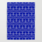 Bold Blue Geometric Mid Century Modern Rektangel Pattern Poster Gallery Image 4