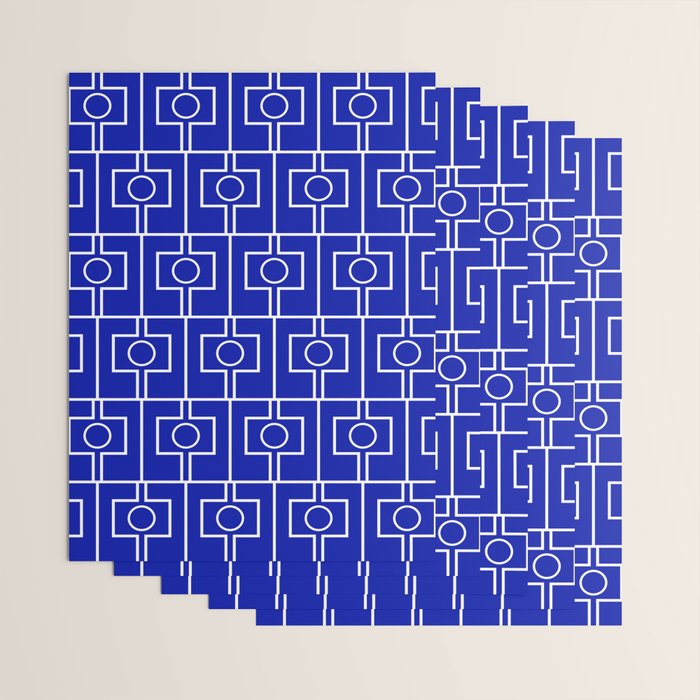 Bold Blue Geometric Mid Century Modern Rektangel Pattern Wrapping Paper Gallery Image 3