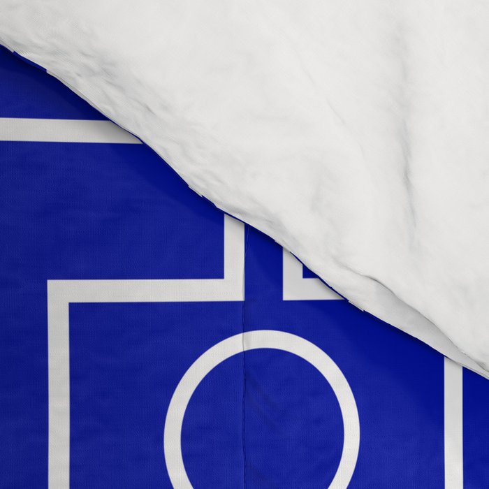 Bold Blue Geometric Mid Century Modern Rektangel Pattern Comforter Gallery Image 4