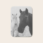 Horses in the Snow - Black and White Winter Photography Print Bath Mat Gallery Image 1