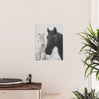 Horses in the Snow - Black and White Winter Photography Print Poster Gallery Image 2