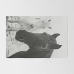 Horses in the Snow - Black and White Winter Photography Print Rug Gallery Image 2