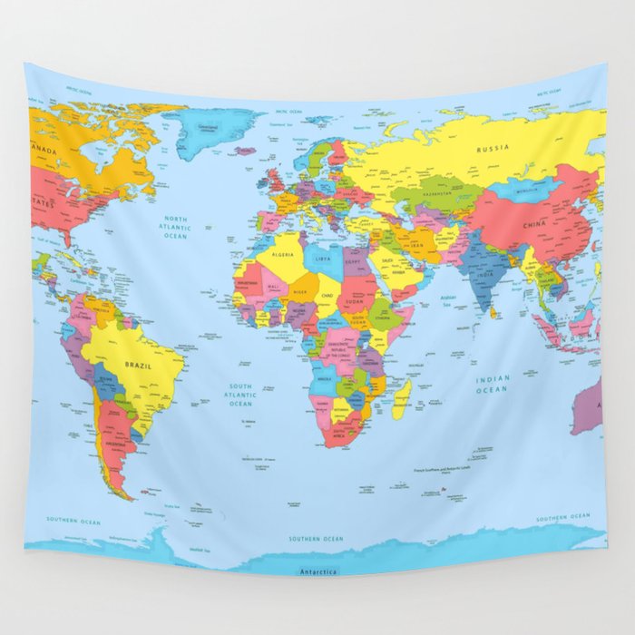 world map - academic Wall Tapestry Gallery Image 1