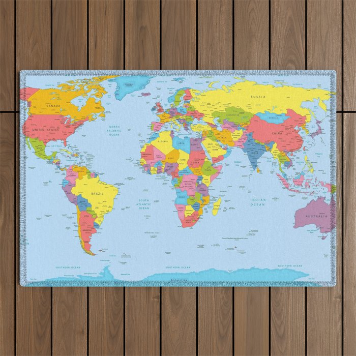 world map - academic Outdoor Rug Gallery Image 1