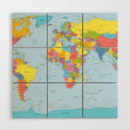 world map - academic Wood Wall Art Gallery Image 1