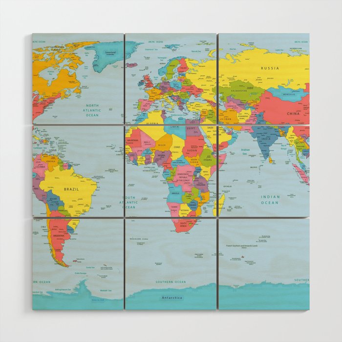 world map - academic Wood Wall Art Gallery Image 1