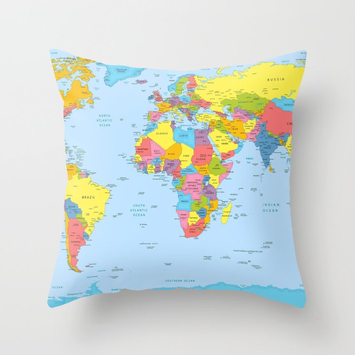 world map - academic Throw Pillow Gallery Image 6