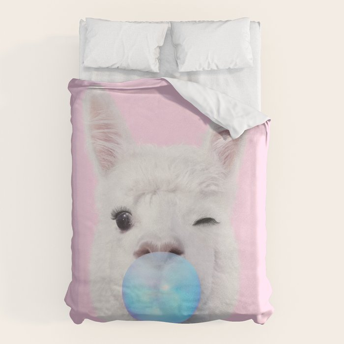 BUBBLEGUM LLAMA Duvet Cover Gallery Image 1