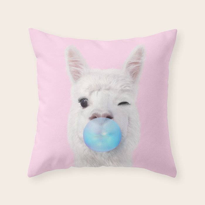 BUBBLEGUM LLAMA Throw Pillow Gallery Image 6