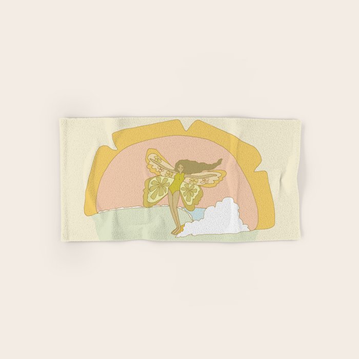 Flower Power Surfy Butterfly // Retro surf art by surfy birdy Bath Towel Gallery Image 1