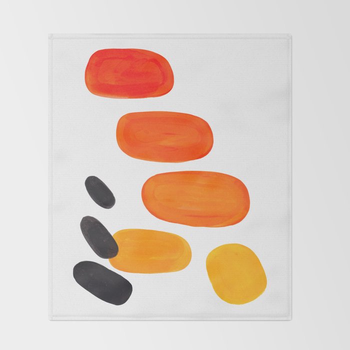 Mid Century Modern Colorful Minimal Pop Art Yellow Orange Ombre Rainbow Gradient Pebble Ovals Throw Blanket Gallery Image 2