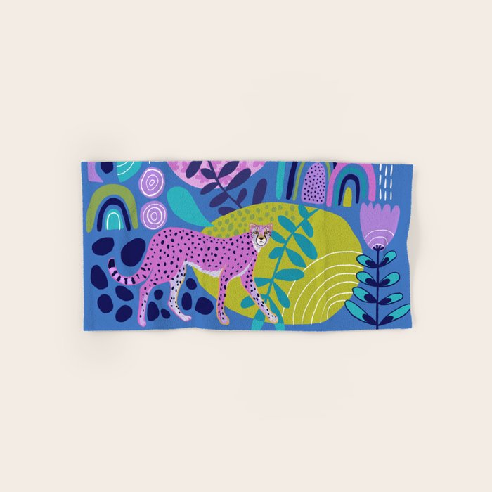 Two Cheetahs on Blue Bath Towel Gallery Image 1