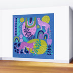 Two Cheetahs on Blue Wall Mural Gallery Image 2