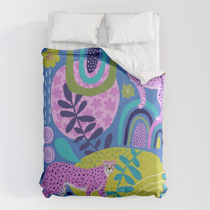Two Cheetahs on Blue Comforter Gallery Image 1