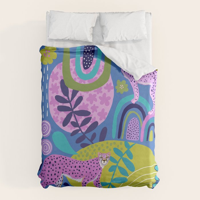 Two Cheetahs on Blue Duvet Cover Gallery Image 6
