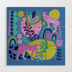 Two Cheetahs on Blue Wood Wall Art Gallery Image 1