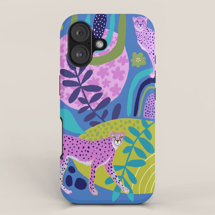 Two Cheetahs on Blue iPhone Case Gallery Image 1