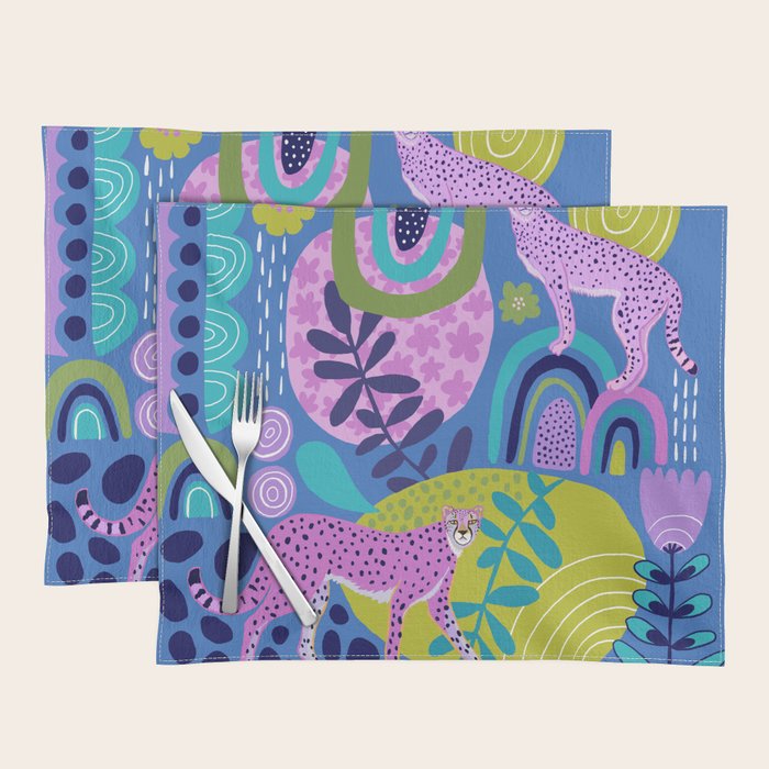 Two Cheetahs on Blue Placemat Gallery Image 1