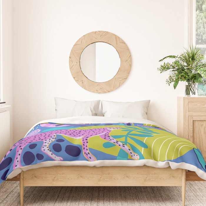 Two Cheetahs on Blue Duvet Cover Gallery Image 3