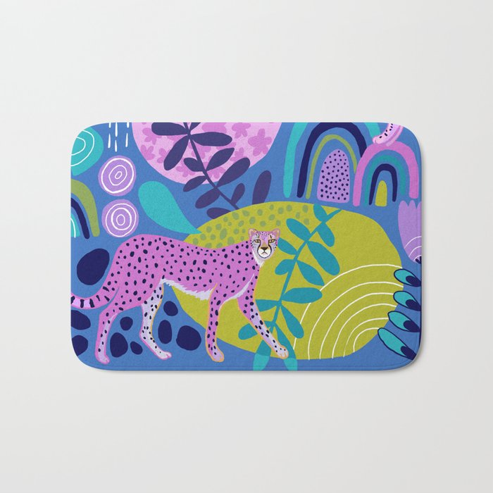 Two Cheetahs on Blue Bath Mat Gallery Image 1