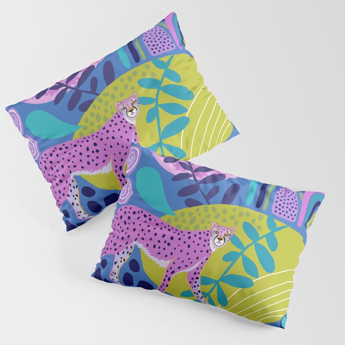 Two Cheetahs on Blue Pillow Sham Gallery Image 3