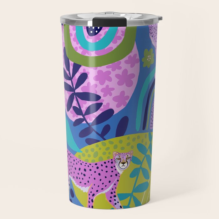 Two Cheetahs on Blue Travel Mug Gallery Image 1