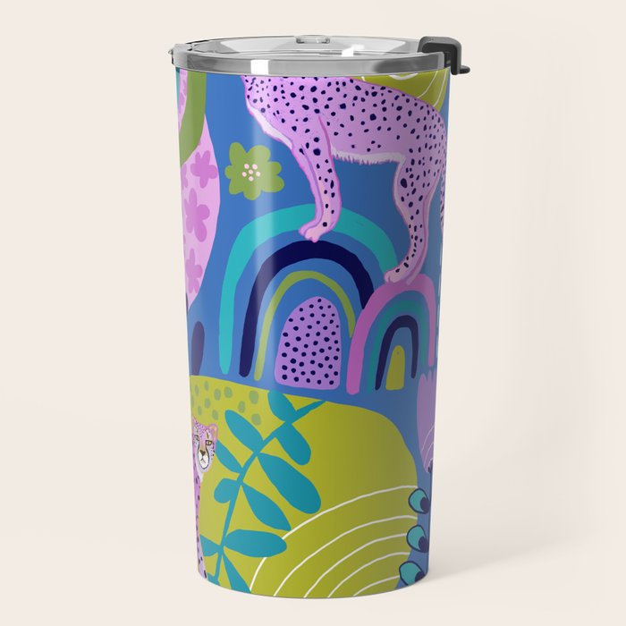 Two Cheetahs on Blue Travel Mug Gallery Image 2