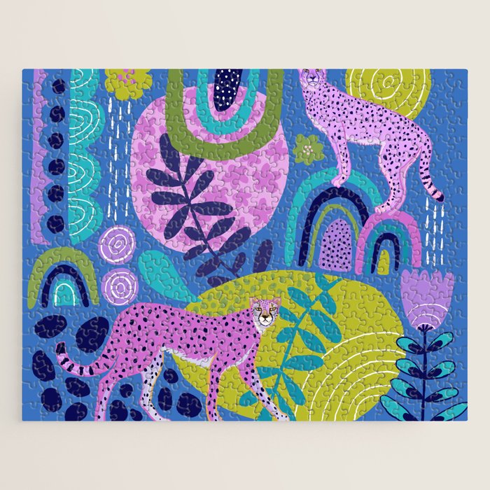 Two Cheetahs on Blue Jigsaw Puzzle Gallery Image 1