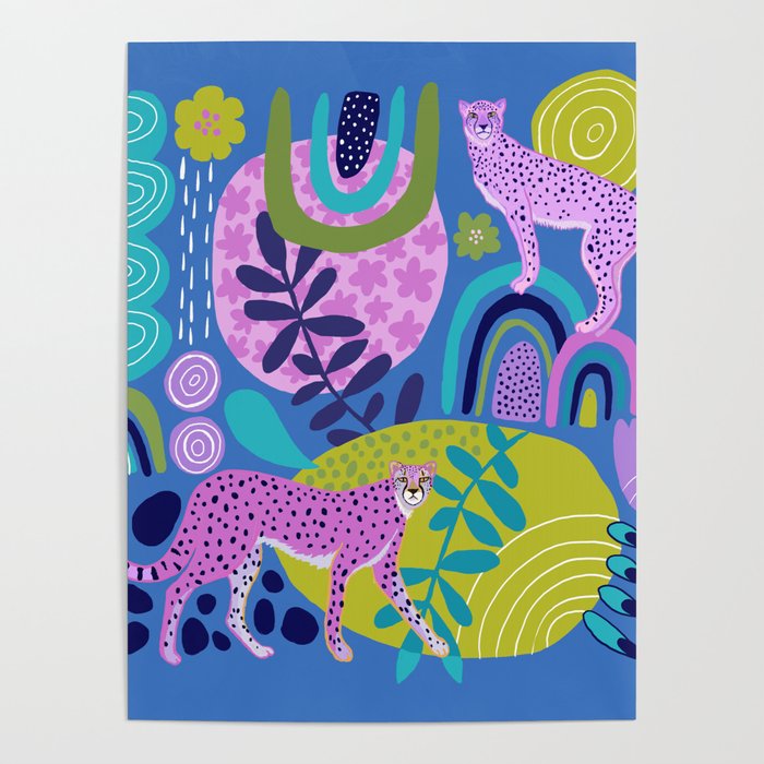 Two Cheetahs on Blue Poster Gallery Image 4
