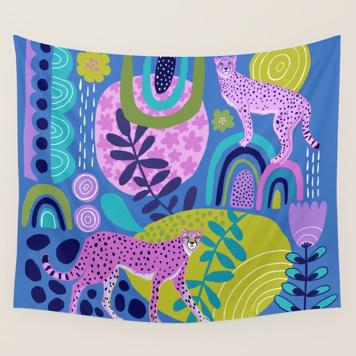 Two Cheetahs on Blue Wall Tapestry Gallery Image 4