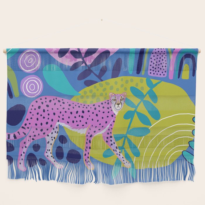 Two Cheetahs on Blue Wall Hanging Gallery Image 1