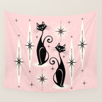 Mid Century Meow Retro Atomic Cats ©studioxtine Wall Tapestry Gallery Image 4
