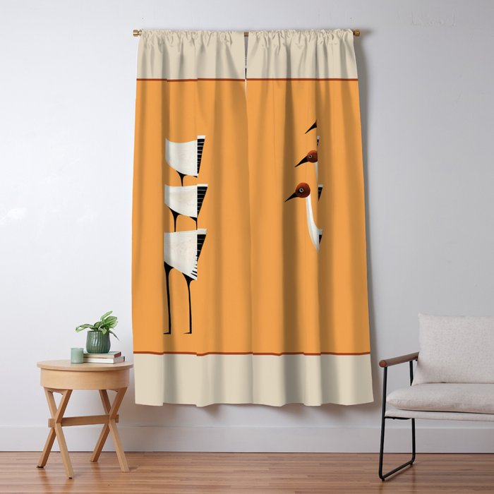 Striped Bird Trio II Window Curtain Gallery Image 1