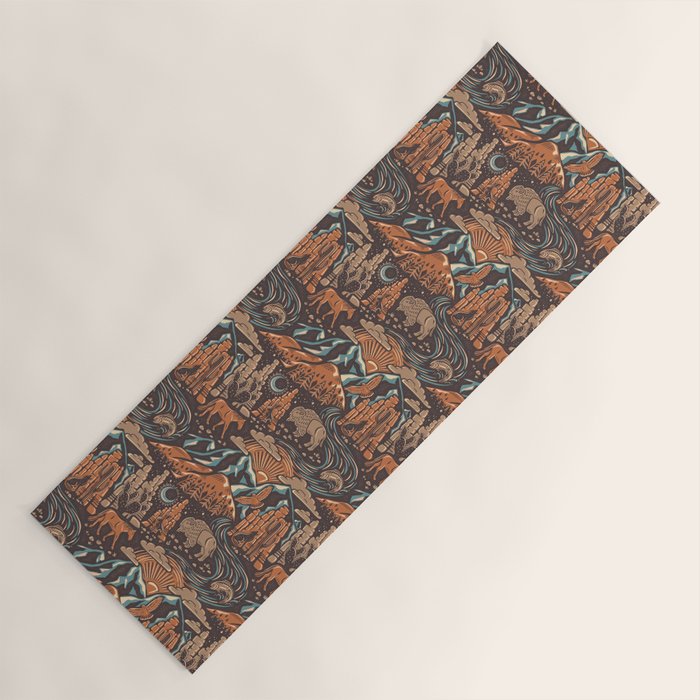 Wild West - Brown, Orange, and Blue  Yoga Mat Gallery Image 1