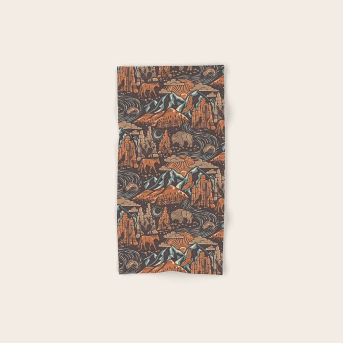 Wild West - Brown, Orange, and Blue  Bath Towel Gallery Image 1