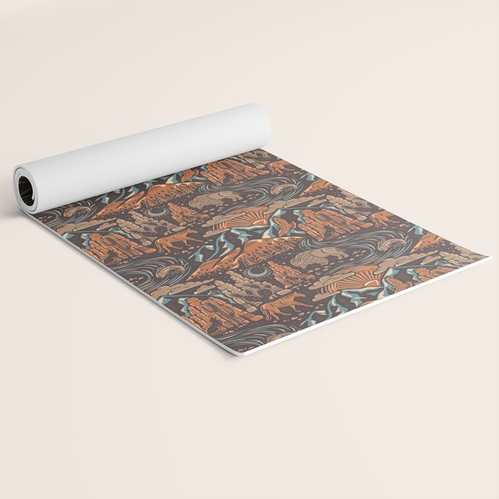 Wild West - Brown, Orange, and Blue  Yoga Mat Gallery Image 2