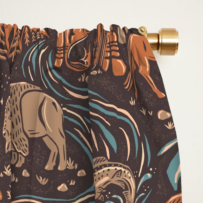 Wild West - Brown, Orange, and Blue  Window Curtain Gallery Image 2