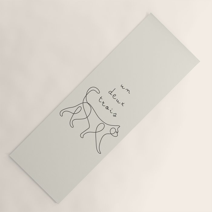 Un Deux Trois Cat / Minimalist Line Drawing Yoga Mat Gallery Image 1
