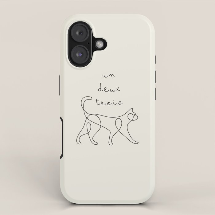 Un Deux Trois Cat / Minimalist Line Drawing iPhone Case Gallery Image 1