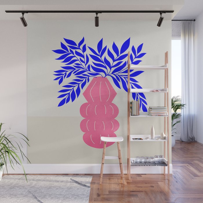 Ruby Pink Vase & Electric Leaves: Vases & Stuff 01 Wall Mural Gallery Image 1