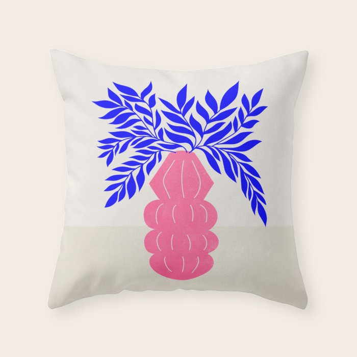 Ruby Pink Vase & Electric Leaves: Vases & Stuff 01 Throw Pillow Gallery Image 6