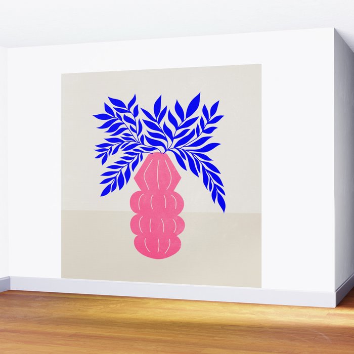 Ruby Pink Vase & Electric Leaves: Vases & Stuff 01 Wall Mural Gallery Image 2