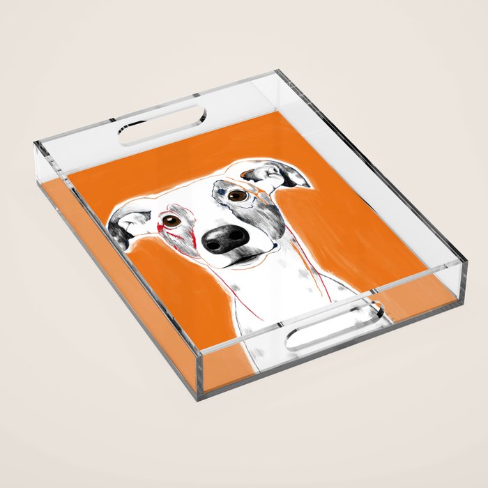 Greyhound dog portrait Acrylic Tray Gallery Image 1
