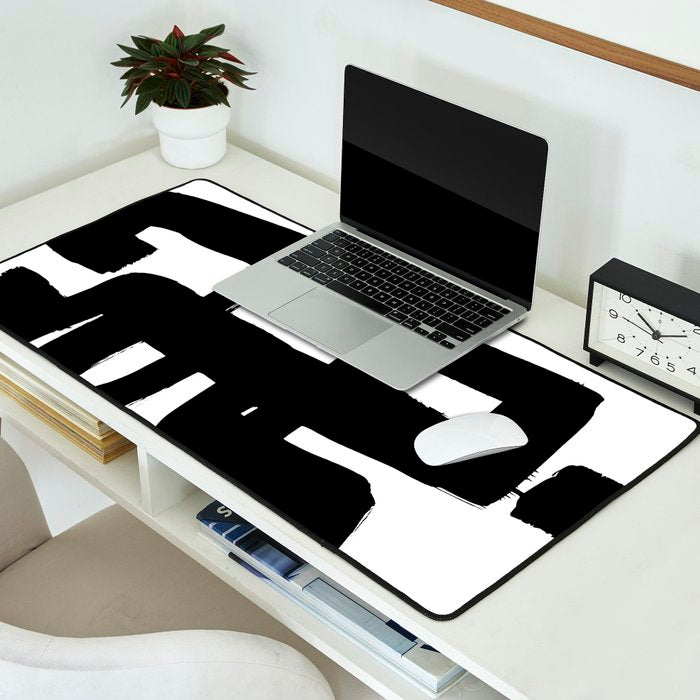 Black Signature White Background Desk Mat Gallery Image 2