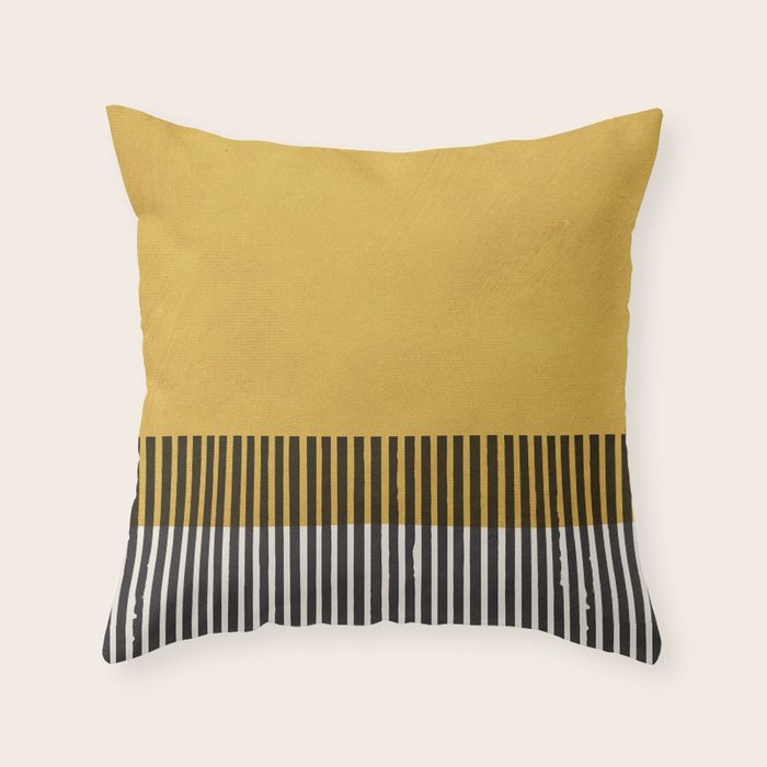 Mustard and Black Minimalist Original Art Throw Pillow Gallery Image 6