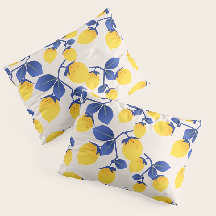 Lemons Blue Pillow Sham Gallery Image 3